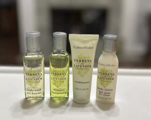 Crabtree & Evelyn Verbena Lavender Travel Body Wash Lotion Shampoo Conditioner