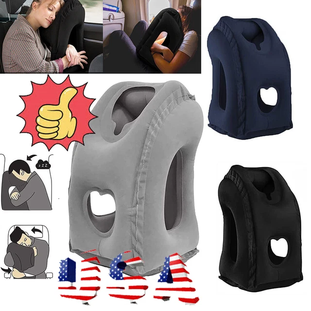 Inflatable Travel Pillow Soft Travel Cushion Sleep For Headrest Pain Head Chin x