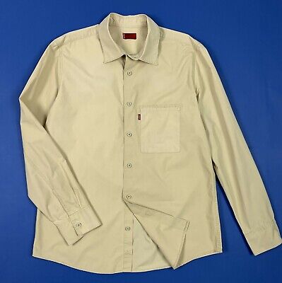 Levis red tab camicia uomo usato L beige cotone used shirt manica lunga T5375