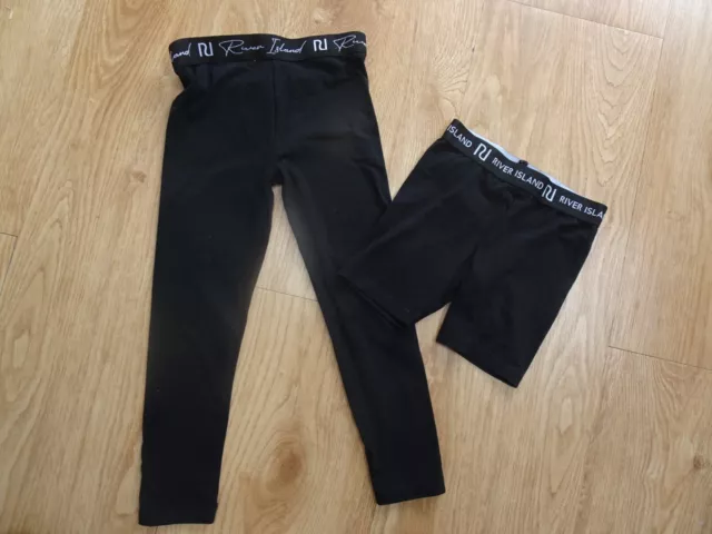 RIVER ISLAND girls 2 PACK black leggings & cycle shorts AGE 5 - 6 YEARS