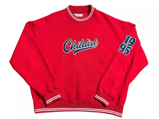 TGF BRO CHILDISH Turbo Sweatshirt Jumper Red Oversized Baggy Embroidered XL 31.99 PicClick UK