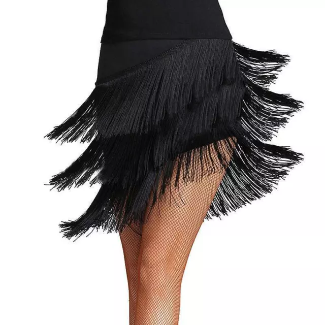 Women Latin Tassel Fringe Skirt DancewearSamba Salsa Dance Dress Ballroom Modern 3