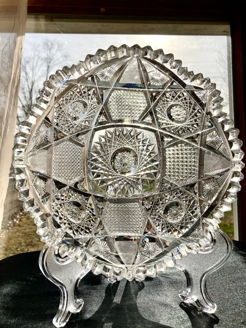 American Brilliant Cut Glass 8 inch Bowl