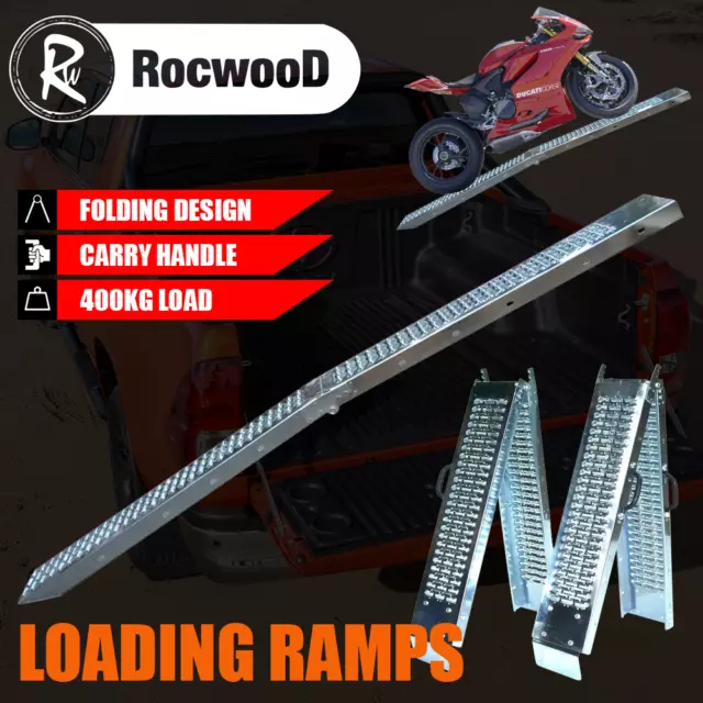 Ramps Steel Folding Pair 1.8 Metre 400KG Trailer Motorbike Ride On Mower