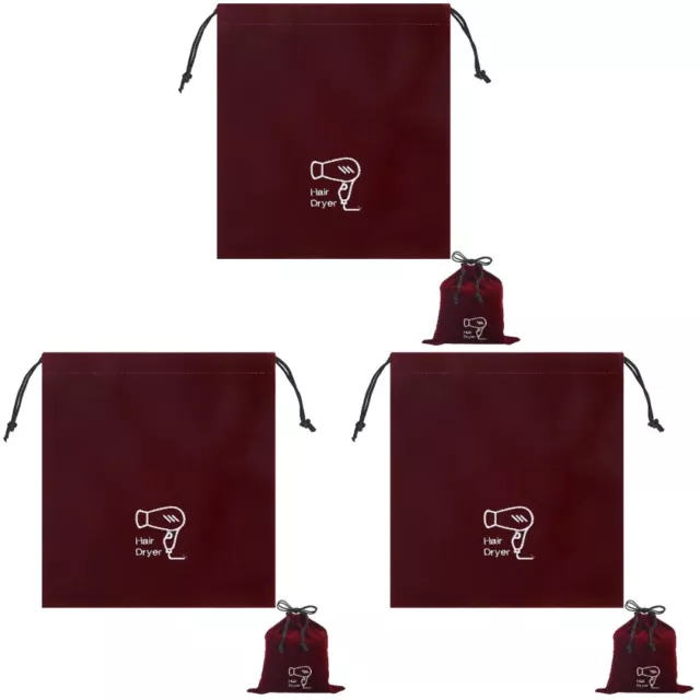 Set of 3 Drawstring Gift Bags Hair Dryer Organizer Travel Jewelry
