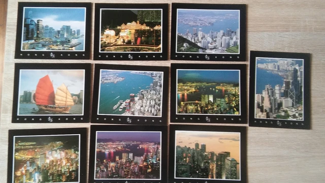 Lot de 10 x ancienne carte postale vierge Hong Kong années 1990