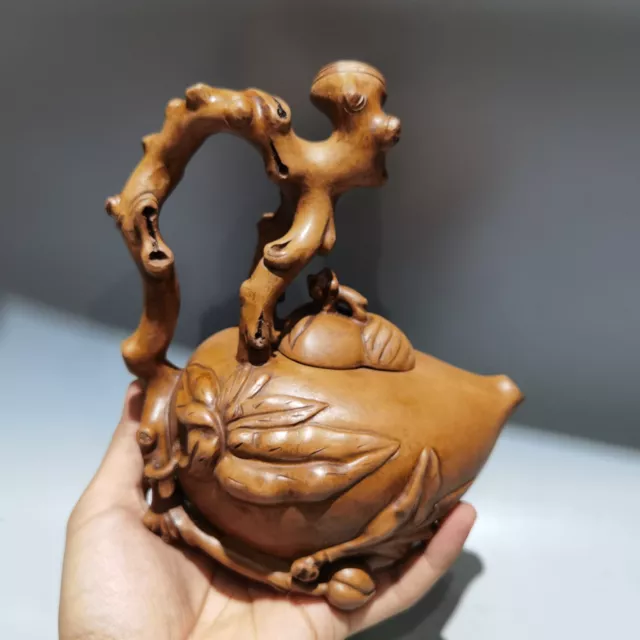 7″ Yixing Zisha purple Clay pot handmade Longevity Peaches Kung Fu Health Teapot