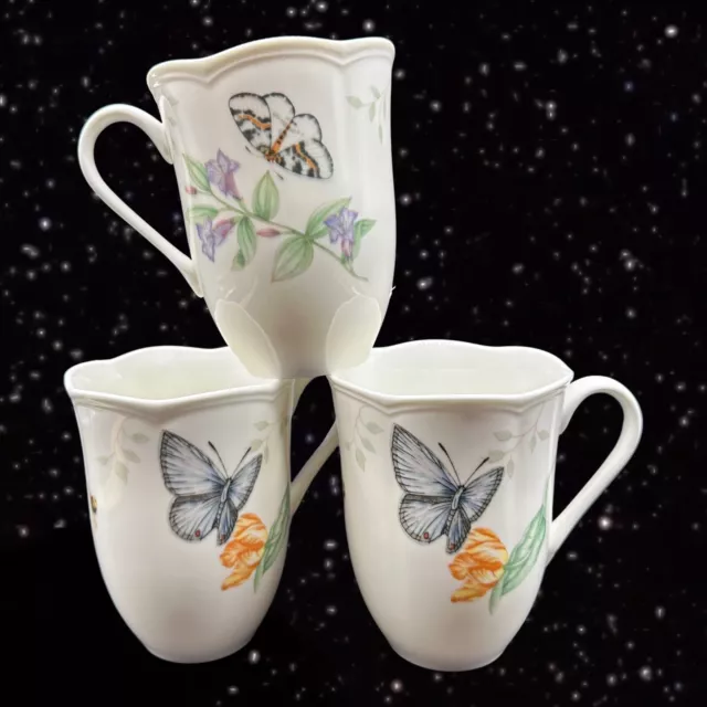 Lenox Butterfly Meadow Eastern Tailed Blue Coffee Tea Mug Cup Porcelain Set 3