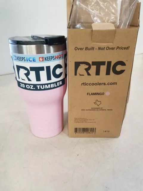 RTIC 20 oz Insulated Tumbler Stainless Steel Travel Mug W/ Lid - Flamingo