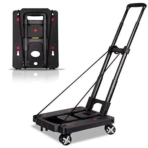 Folding Hand Truck Lightweight,Foldable Dolly with 4 Rotate Wheels,110 lbs