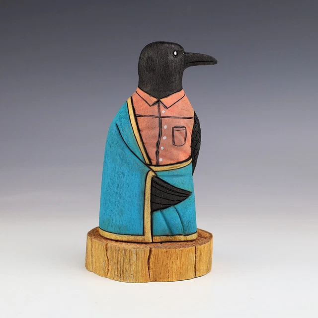 Native American Navajo Folk Art Crow By Orleen & Ray Lansing