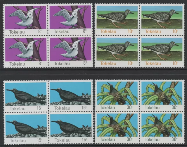 Tokelau Islands 1977 Birds set of 4 in blocks of 4 MUH