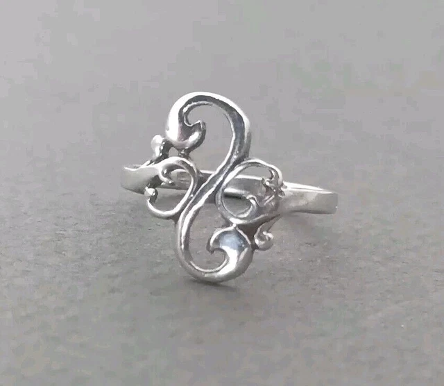Jolie Bague Ancienne En Argent Massif – Époque Vintage, Authentique