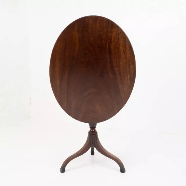 Georgian Mahogany Oval Inlaid Tilt Top Tripod Table C1800 (Regency, Side, Lamp)