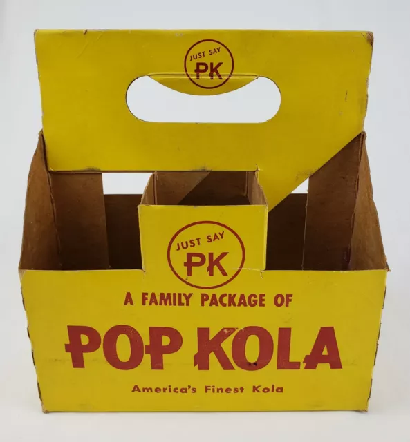 Vintage Pop Kola PK Soda Pop Bottle Carrier Carton 6 Pack Advertising Sign Cola