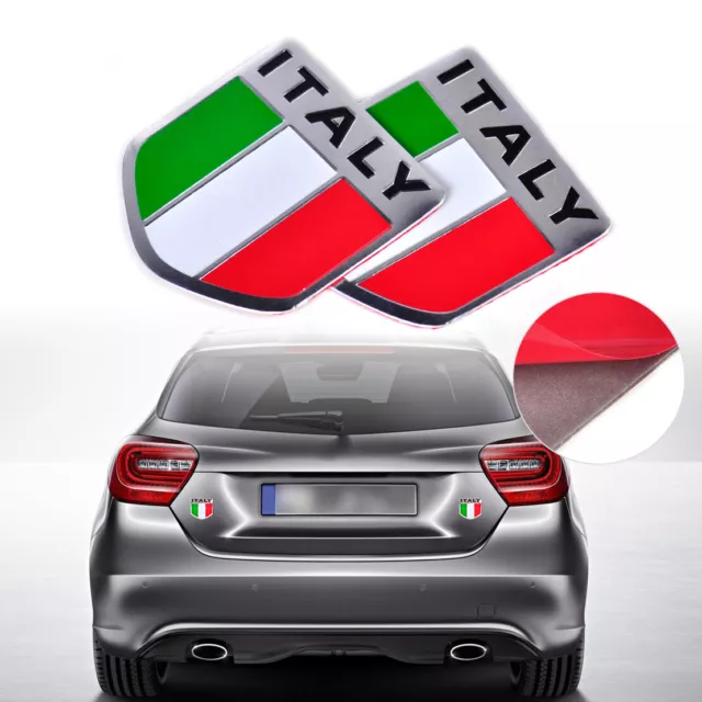 2x Aluminum 3D Metal Italy Flag Car Truck Auto Sticker Emblem Badge Logo Decal