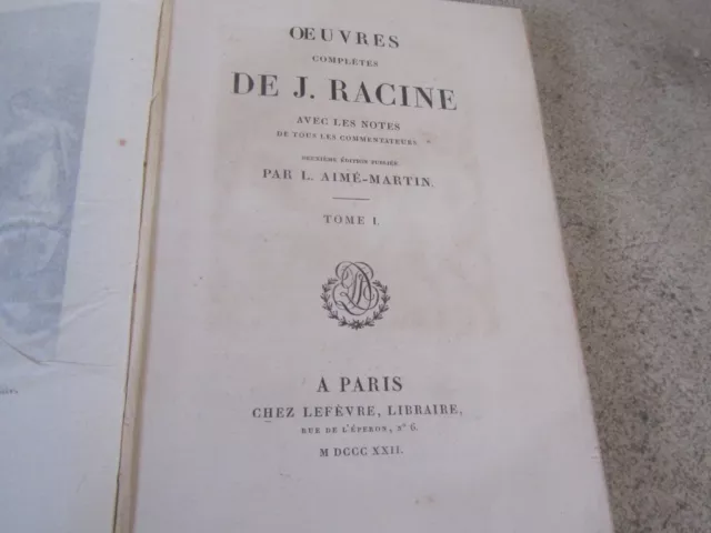 Oeuvres complètes de J.Racine , complet en 6 tomes (1822) gravures 3