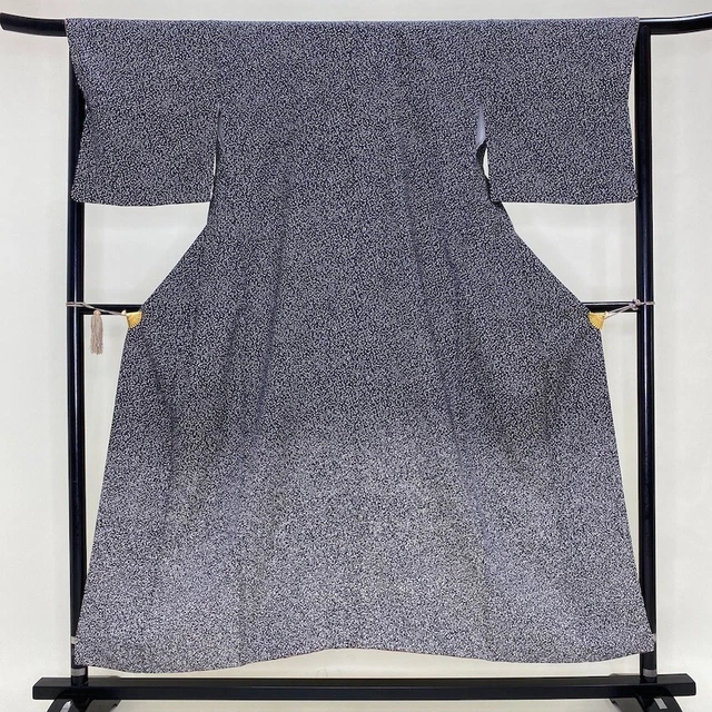 Japanese Kimono komon Silk vintage S size B rank summer kimono black 1553
