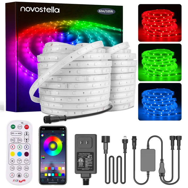 105ft Outdoor LED Rope Lights Strip Music Sync Halloween Garden Yard Waterproof
