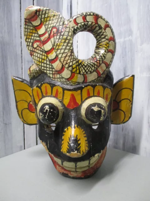WW2 Mystery/Adventure Tribal Mask-Sri Lanka? Hand Carved Antique