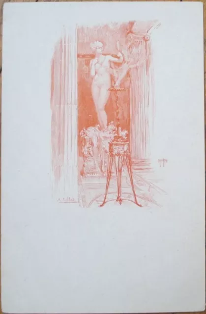 Nude Statue 1900 Engraved French Postcard, Artist Signed, Risque