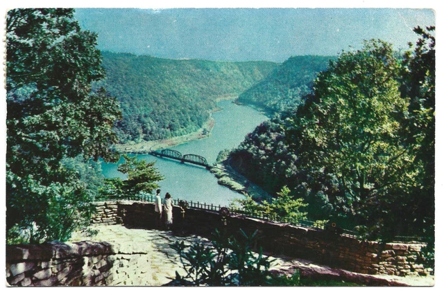 WV Hawks Nest State Park New River Canyon View West Virginia Vintage Postcard