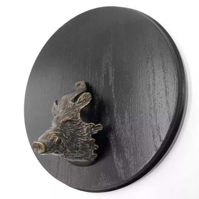 Placa de Jabalí Redondo Oscuro Af 21 CM Con Jabalí De Cabeza Decoración Grande