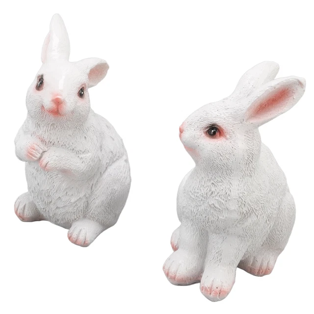 Une Paire De Statues De Jardin De Lapin Résine Synthétique Sculpture D’extérieur