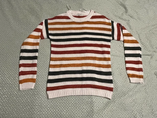 WOMENS PAPAYA MATALAN Small Striped Knit Style Jumper Cream Green 8.00 PicClick UK