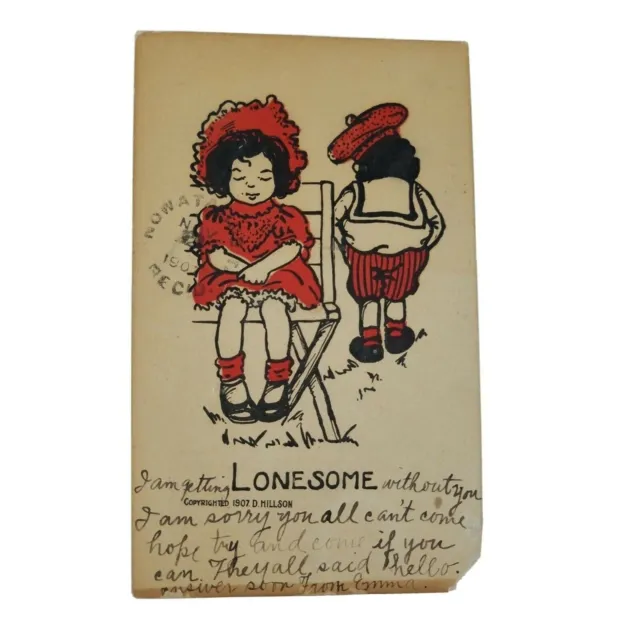 Comic Cartoon Postcard "Lonesome" Girl in Chair Missouri Postmark 1907 Vintage