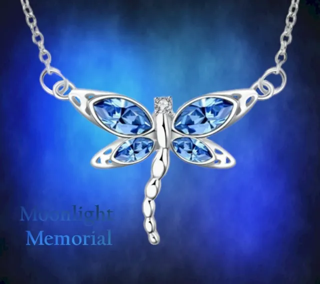 New Dragonfly Crystal Body Cremation Urn  Ashes Memorial Necklace