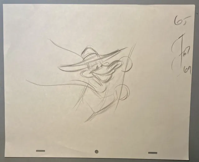 1990s Original Disney Animation Drawing Production Sketch Art of DARKWING DUCK