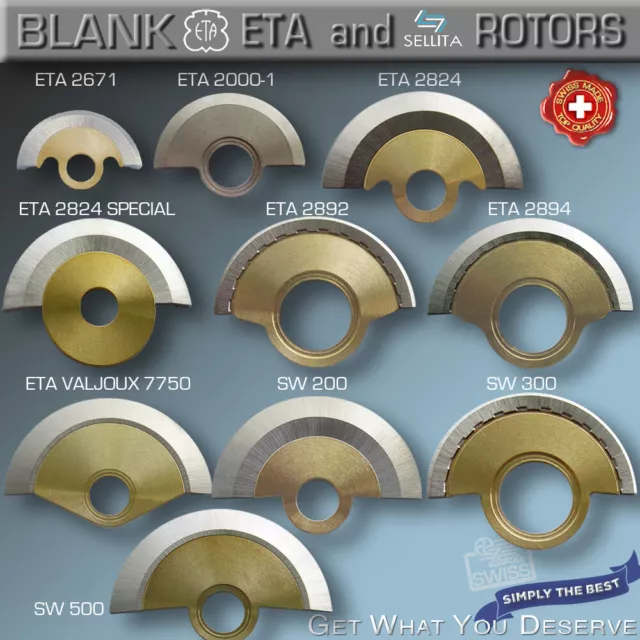BLANK non plated ROTOR for ETA 2671,2000,2824,7750,  SELLITA SW200,SW300,SW500