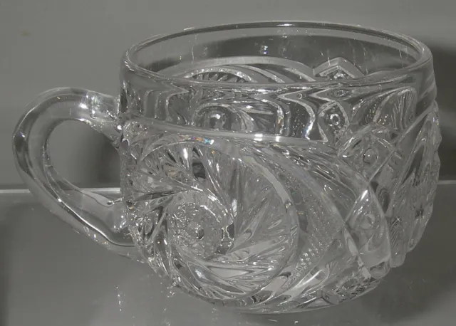 Smith Glass AZTEC Clear Punch Cup flat Pinwheel Cane 2" h Vintage Glassware.