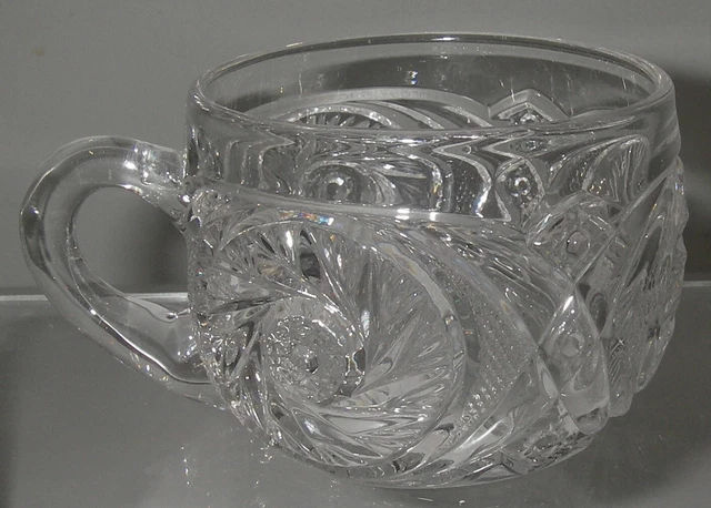 Smith Glass AZTEC Clear Punch Cup flat Pinwheel Cane 2" h Vintage Glassware.