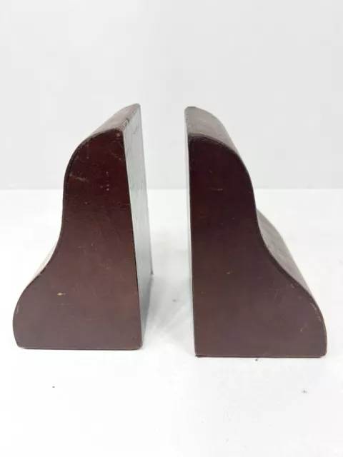 Fabulous vintage  brown leather pair of decorative bookends c.1920 2