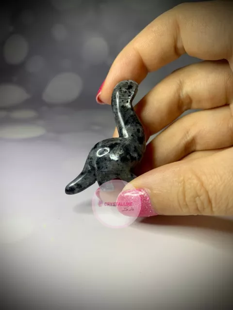 Labradorite Dinosaur Crystal Carving, Gemstone Animal Figure, Reiki Healing UK