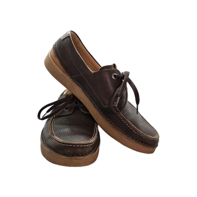 CLARKS MENS 10M Waterloo Boat Shoe Brown Leather XTR Lite  display picture 2