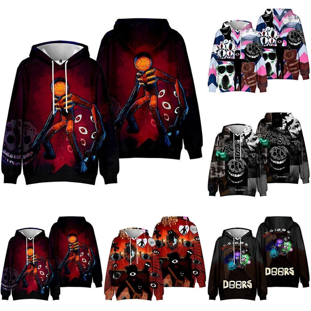 Kid Boys Doors Scary Horror Printed Hoodie Sweatshirt Pullover Hooded Top Hoody