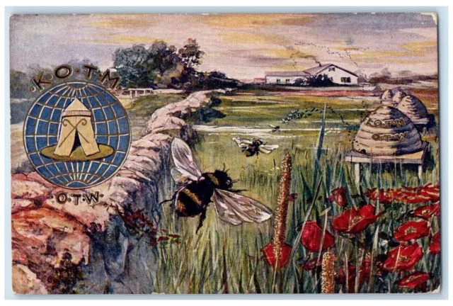 c1910's KOTM OTW Bees Insect And Flowers Unposted Antique Postcard