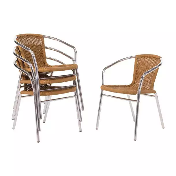 Bolero Natural Wicker Chair with Aluminium Frame (Pack 4) PAS-U422