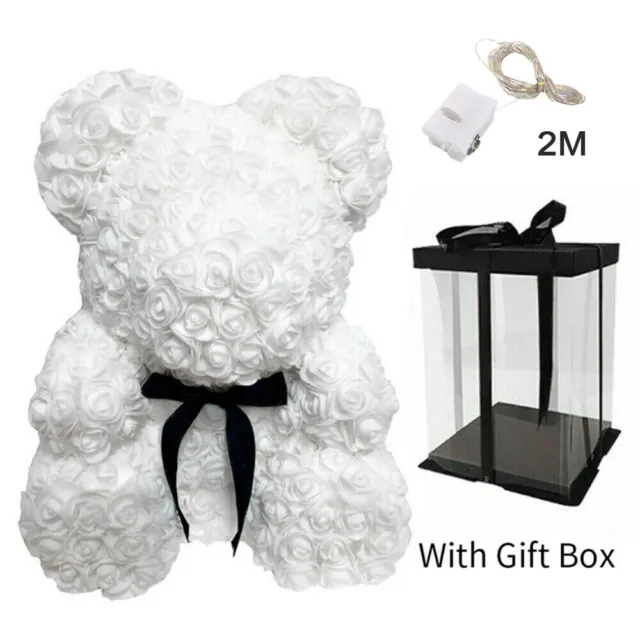 40Cm Rose Teddy Bear Foam Valentines Birthday Xmas Wedding With Gift Box Lights