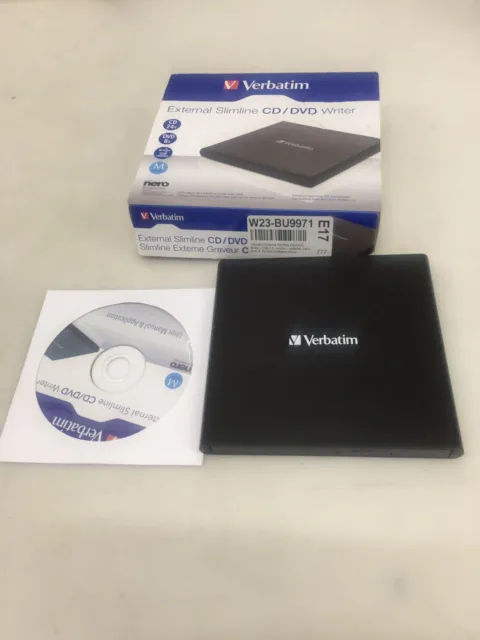Verbatim External Slimline CD/DVD Writer, USB 2.0, unità mobile, Nero Burn
