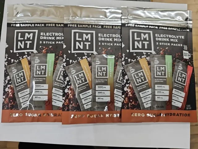 Paquete de 3 3 muestras LMNT: chocolate como nuevo, frambuesa chocolate y chai chocolate