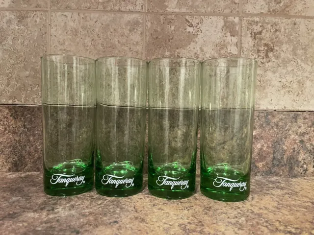 Vintage Green Tanqueray London Gin Tall Highball Glass Beverage Tumblers 6.25" 4