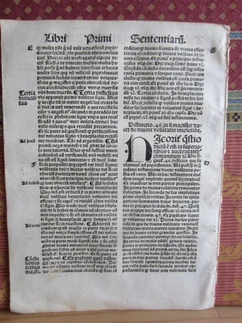 1510.-Hoja Incunable.quattuor Librorum Sententiarum Compendium.g. Vorillonis-108