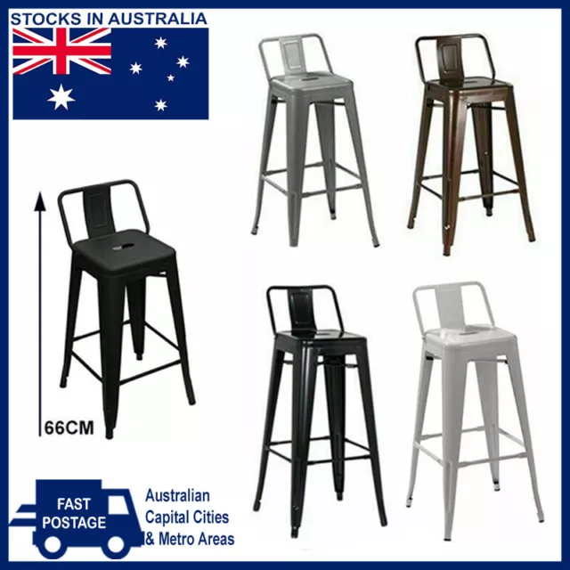 66cm Replica Tolix Metal Cafe Bar Stool Stackable Backrest Stools Dining Chairs