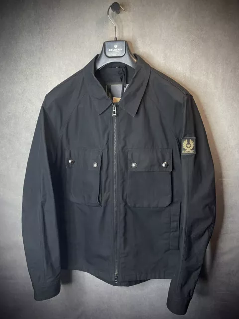 Belstaff Hedger Dry Waxed Jacket Overshirt Black Mens Size XL