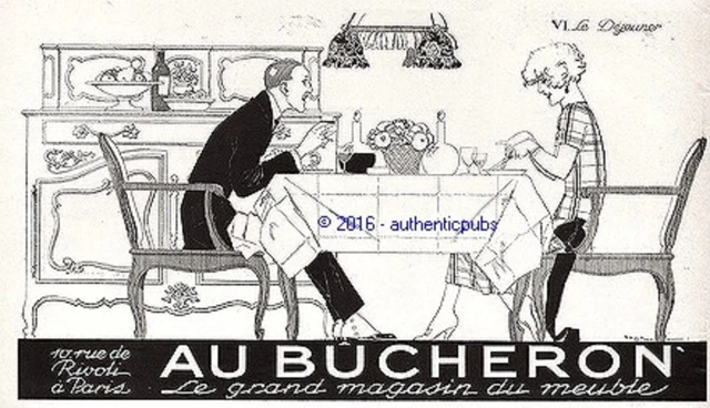 Publicite Au Bucheron Vi Le Dejeuner Signe Rene Vincent De 1925 Ad Pub Art Deco