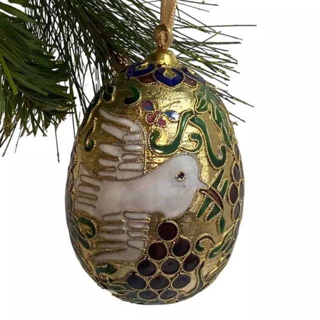 Cloisonne Egg Ornament Vintage Dove Nyco International Victorian Enamelling Chri